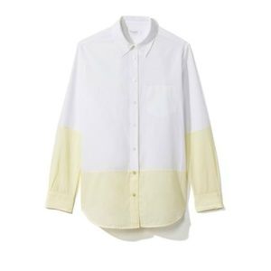 Equipment White and Yellow Button Down Shirt